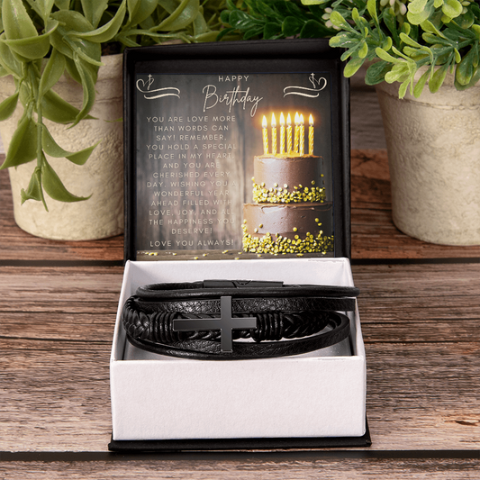 Men's Cross Bracelet: Christian Birthday