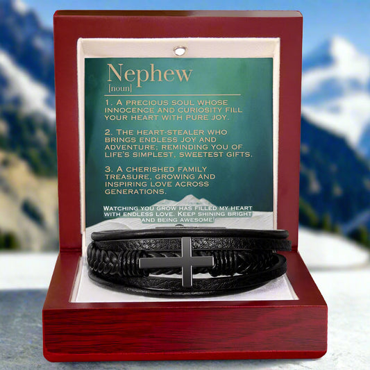 Men's Cross Bracelet: For Nephew