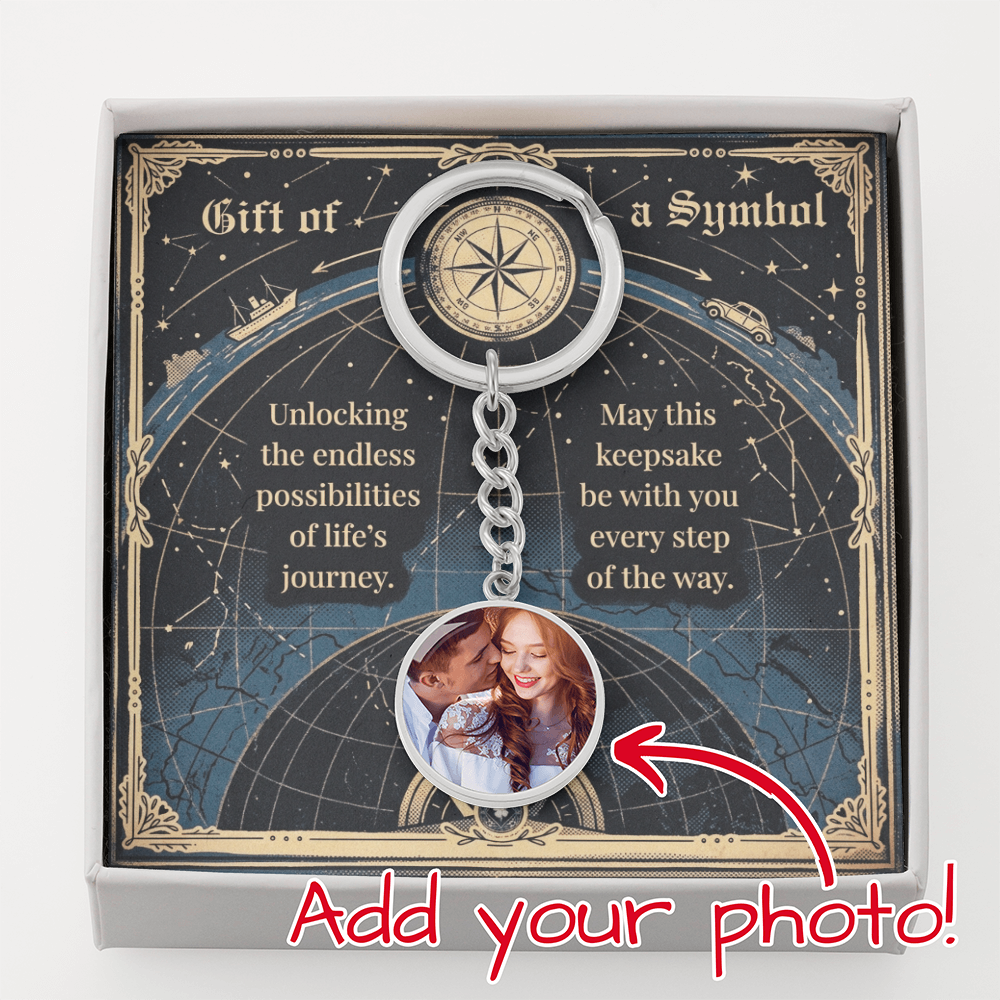 Custom Photo Upload Circle Keychain: Sky Map