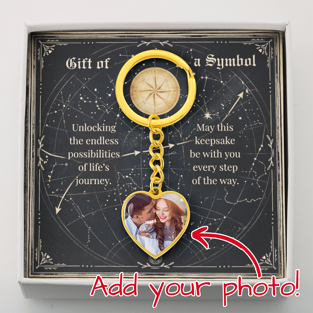 Custom Photo Upload Heart Keychain: Sky Map