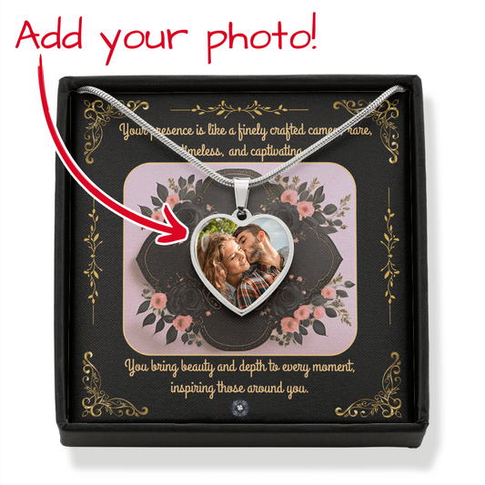 Custom Photo Upload: Boho Cameo Heart Pendant Necklace