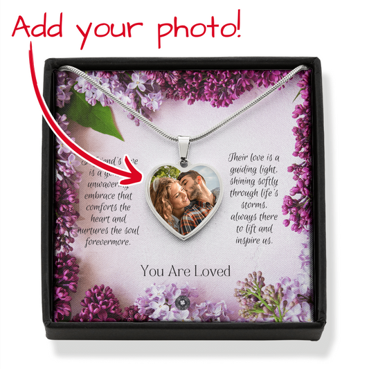 Custom Photo Upload: Lilac Friend Heart Pendant Necklace