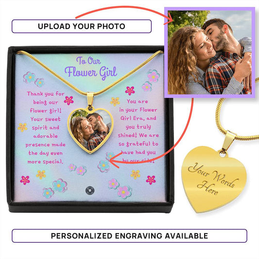Custom Heart Necklace: Rainbow Flower Girl