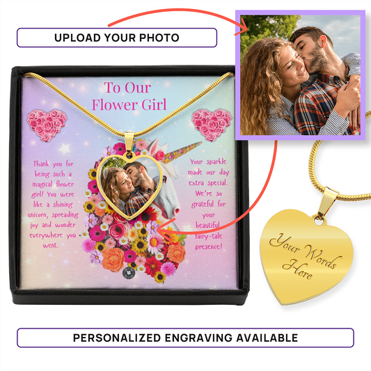 Custom Heart Necklace: Magical Flower Girl