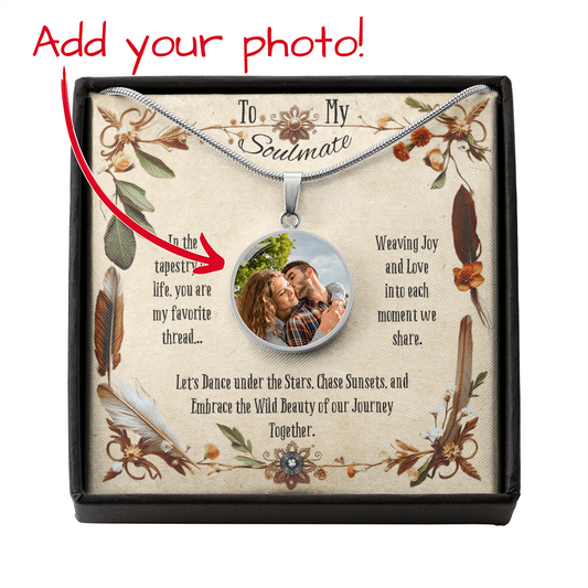 Custom Photo Upload: Boho Soulmate Circle Pendant Necklace