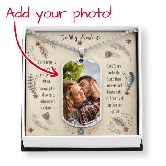 Custom Photo Upload: Boho Soulmate Dog Tag Pendant Necklace