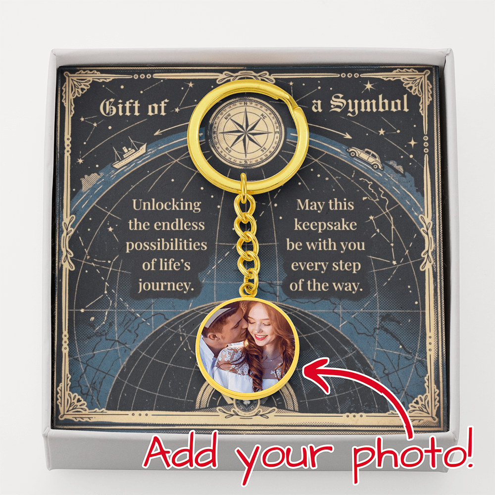 Custom Photo Upload Circle Keychain: Sky Map