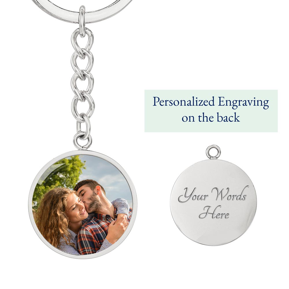 Custom Photo Upload Circle Keychain: Sky Map