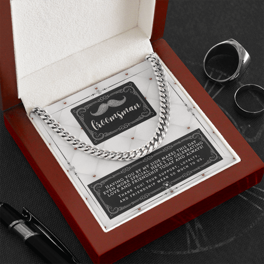 Cuban Link Chain: Groomsman Jewelry Stainless Steel Two Tone Box Tuxedo The Silver Clover & Co.