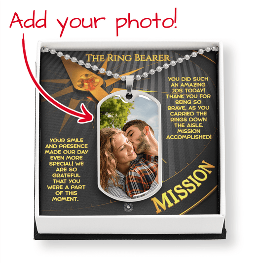 Custom Dog Tag Necklace: Mission Impossible Ring Bearer Jewelry Polished Silver Steel No The Silver Clover & Co.