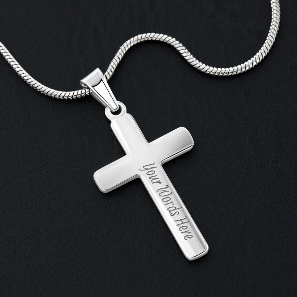 Custom Engraved Artisan Cross Necklace: A Military Service Prayer Jewelry Two Toned Box The Silver Clover & Co.