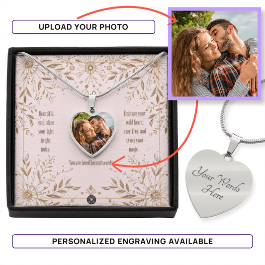 Custom Photo Upload: Beautiful Soul Heart Pendant Necklace Jewelry Polished Stainless Steel Yes The Silver Clover & Co.