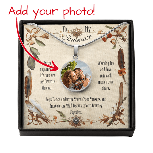 Custom Photo Upload: Boho Soulmate Circle Pendant Necklace Jewelry Polished Stainless Steel No The Silver Clover & Co.