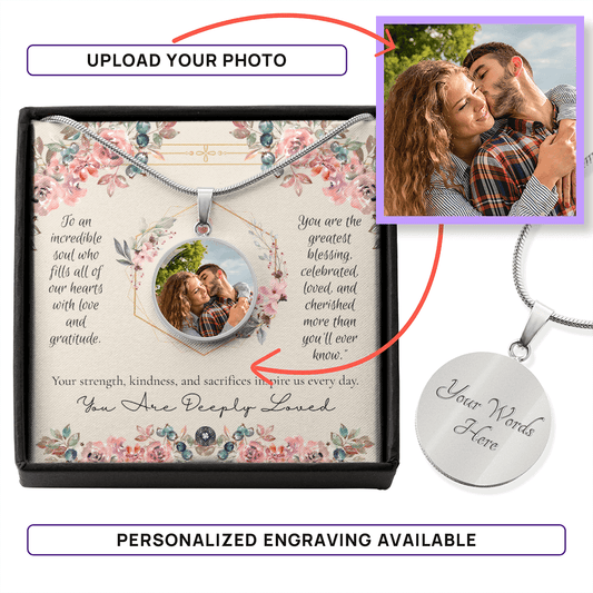 Custom Photo Upload: Forever Circle Pendant Necklace Jewelry Polished Stainless Steel Yes The Silver Clover & Co.