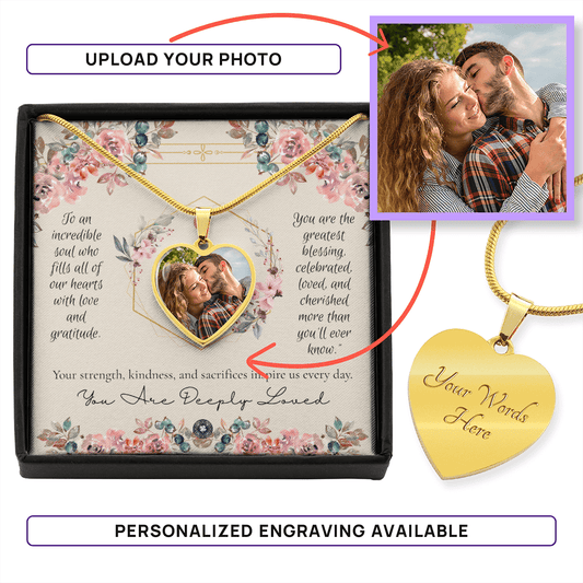 Custom Photo Upload: Forever Heart Pendant Necklace Jewelry 18k Gold Yes The Silver Clover & Co.