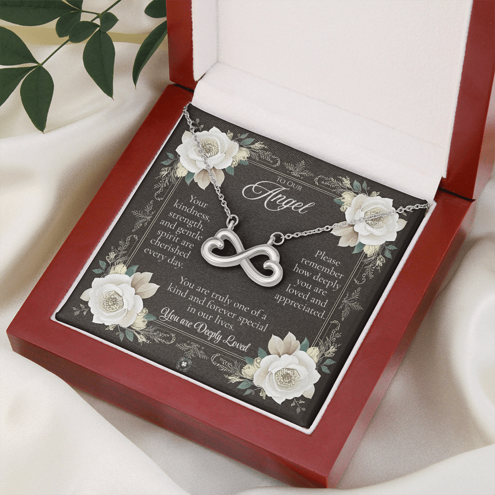 Endless Love Necklace: Angel Jewelry 14k White Gold Mahogany Style Luxury Box with LED The Silver Clover & Co.