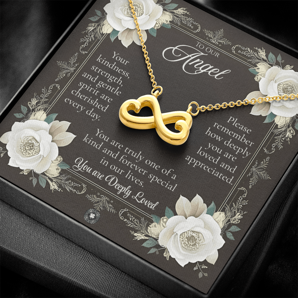 Endless Love Necklace: Angel Jewelry 18k Yellow Gold Two Tone Box The Silver Clover & Co.