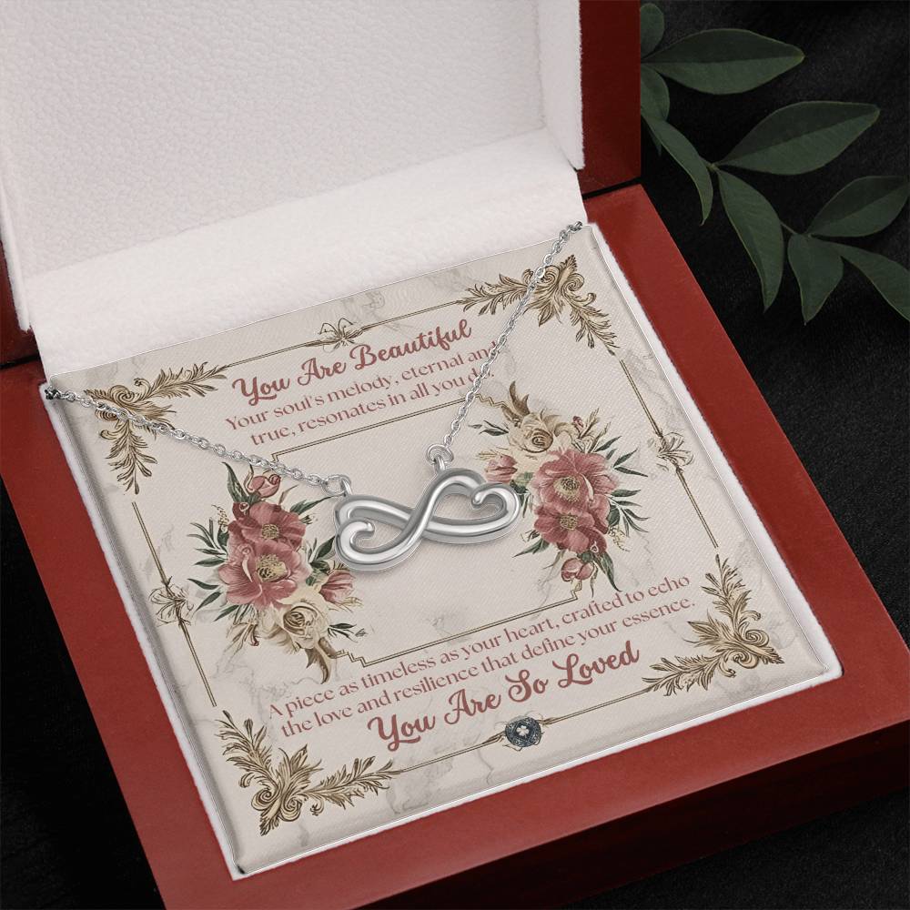 Endless Love Necklace: Beautiful Jewelry 14k White Gold Mahogany Style Luxury Box with LED The Silver Clover & Co.