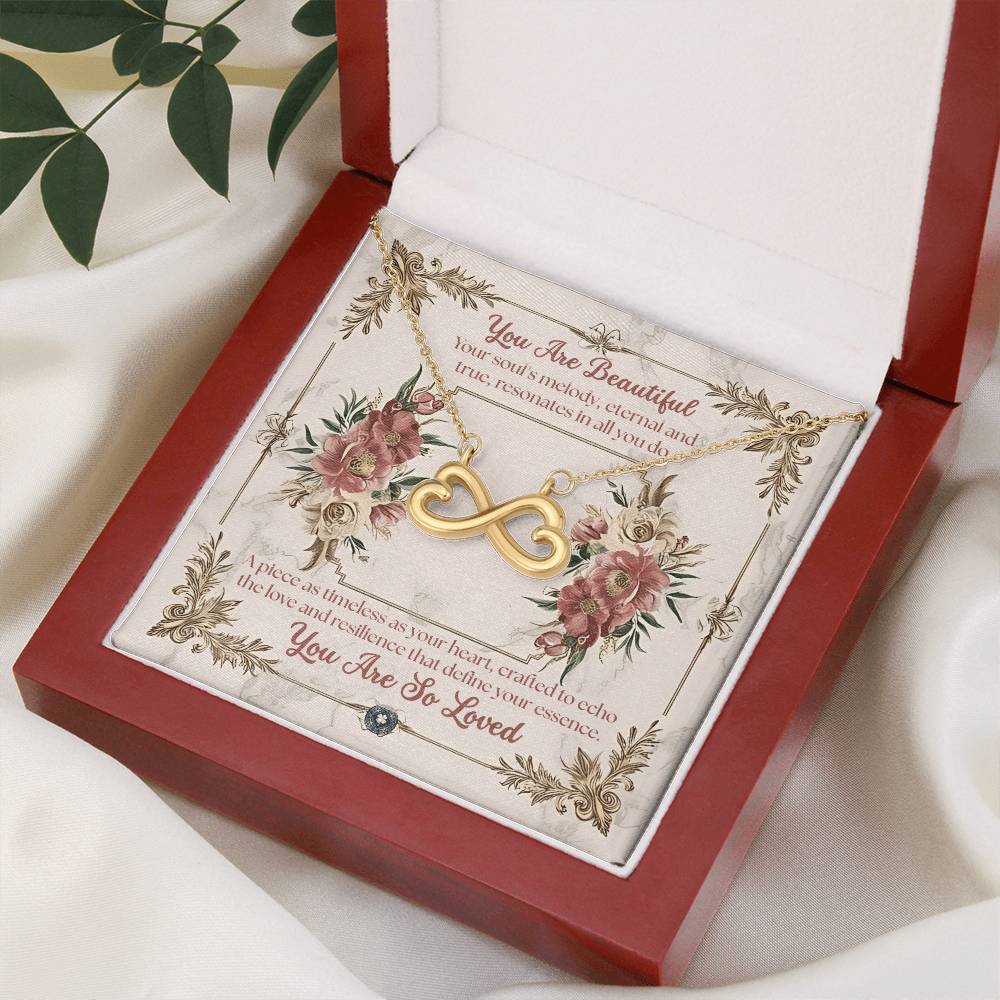 Endless Love Necklace: Beautiful Jewelry 18k Yellow Gold Mahogany Style Luxury Box with LED The Silver Clover & Co.