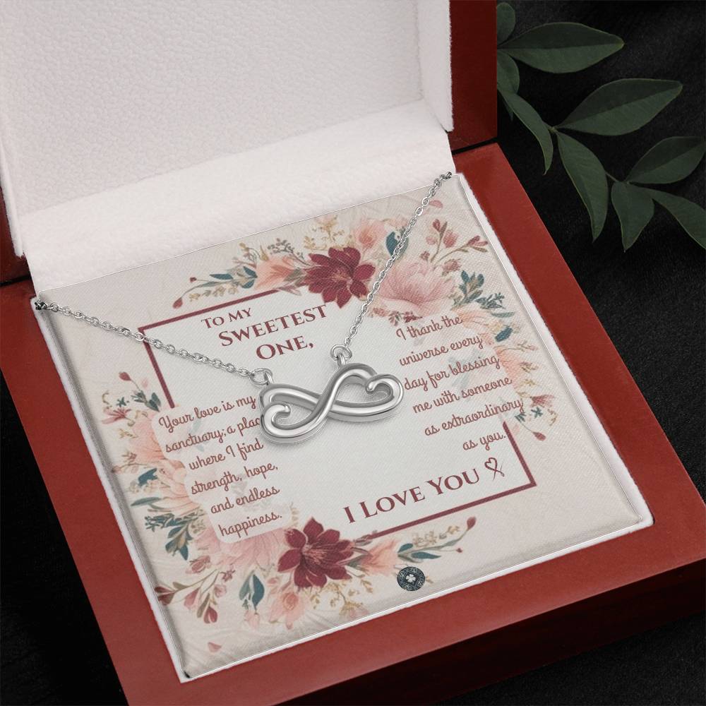 Endless Love Necklace: Darling Jewelry 18k Yellow Gold Mahogany Style Luxury Box with LED The Silver Clover & Co.