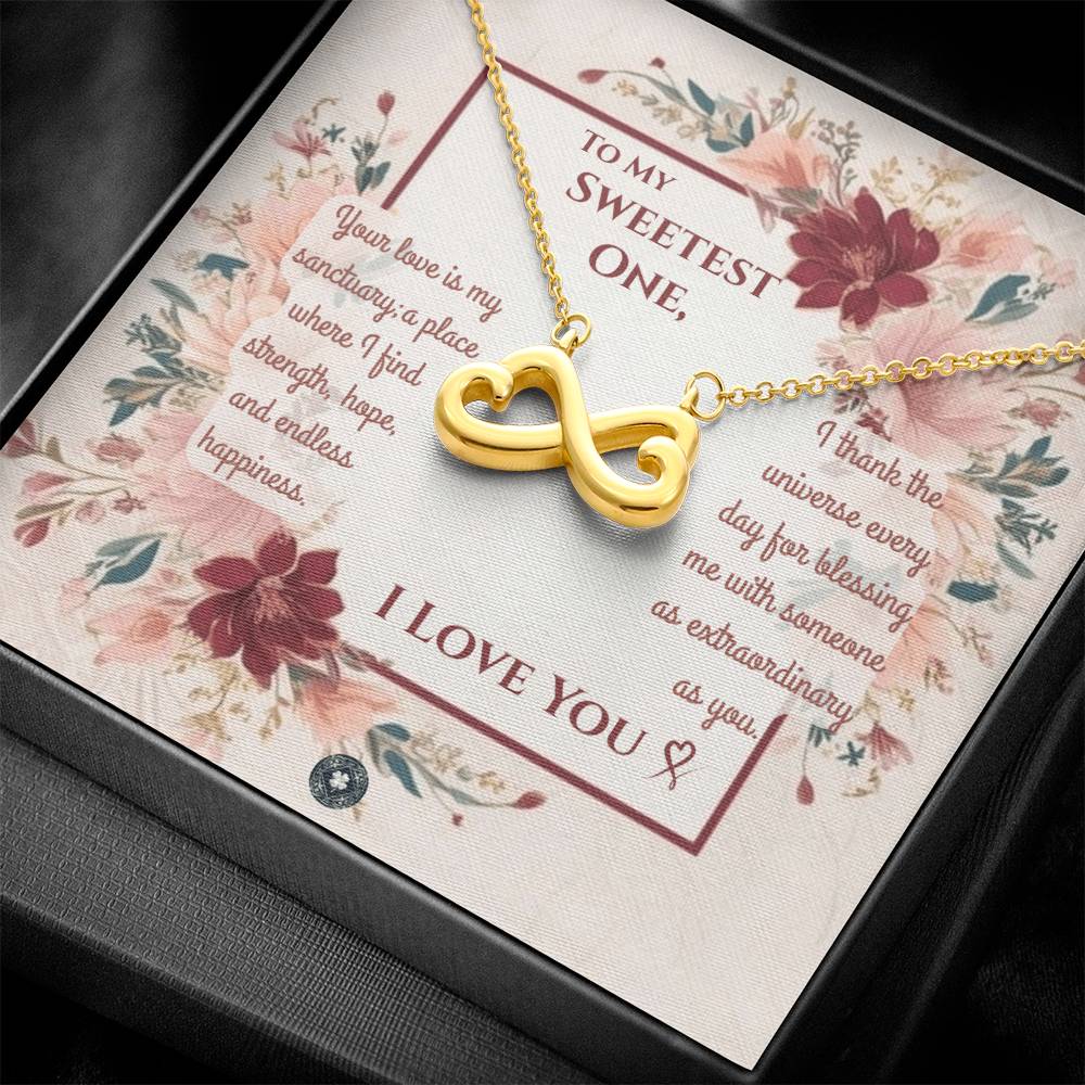 Endless Love Necklace: Darling Jewelry 18k Yellow Gold Mahogany Style Luxury Box with LED The Silver Clover & Co.