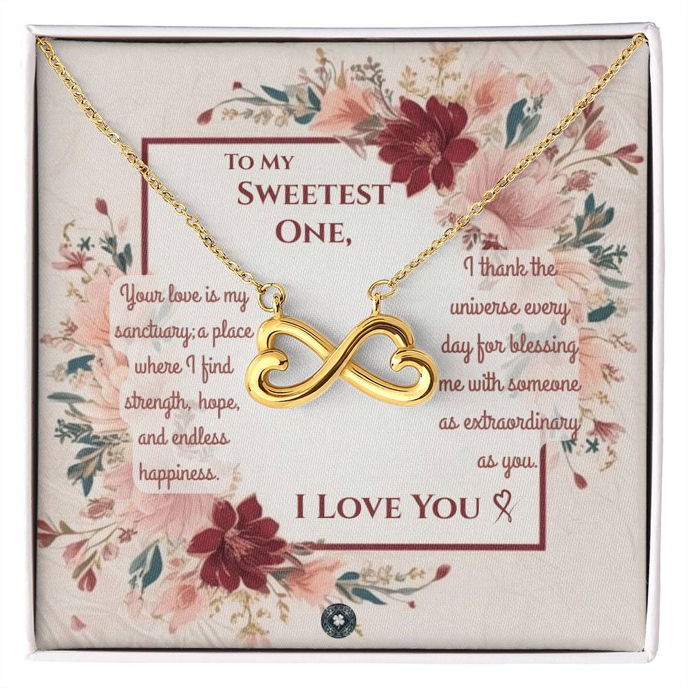 Endless Love Necklace: Darling Jewelry 18k Yellow Gold Mahogany Style Luxury Box with LED The Silver Clover & Co.