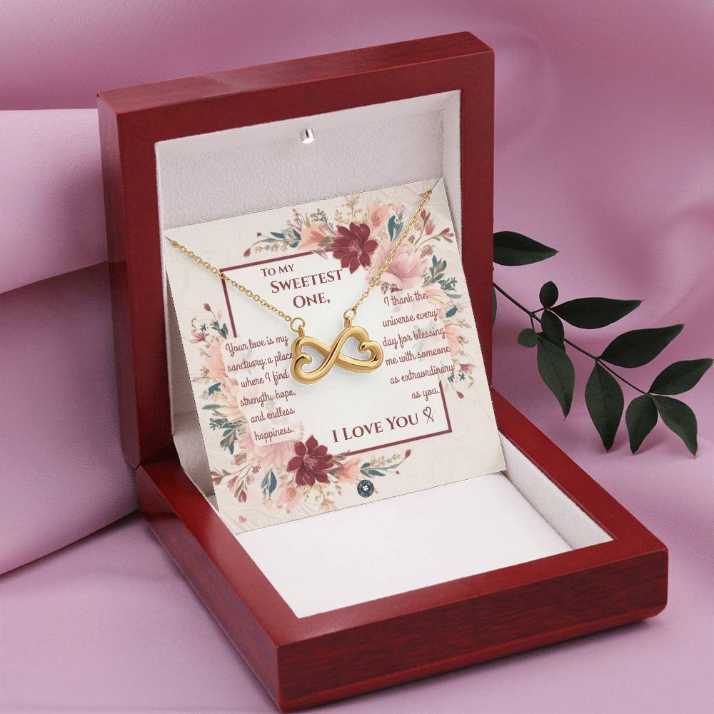 Endless Love Necklace: Darling Jewelry 18k Yellow Gold Mahogany Style Luxury Box with LED The Silver Clover & Co.
