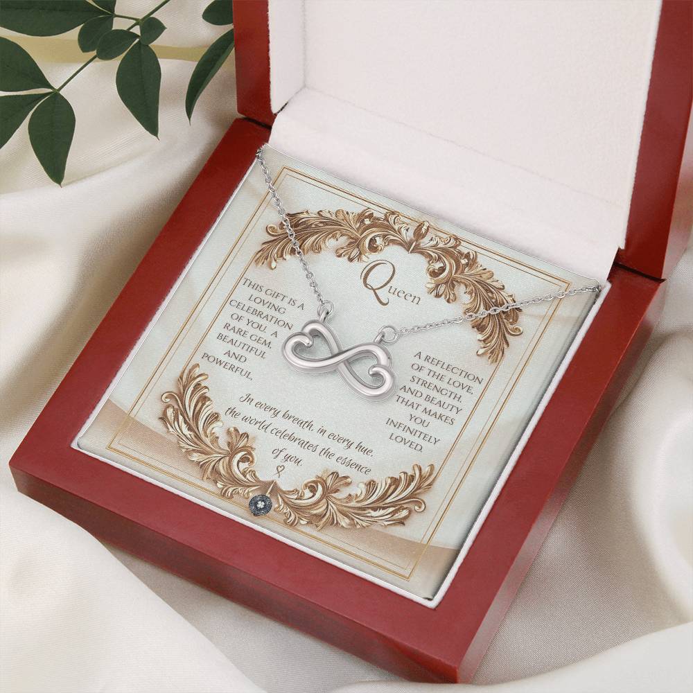 Endless Love Necklace: Elegance Jewelry 14k White Gold Mahogany Style Luxury Box with LED The Silver Clover & Co.