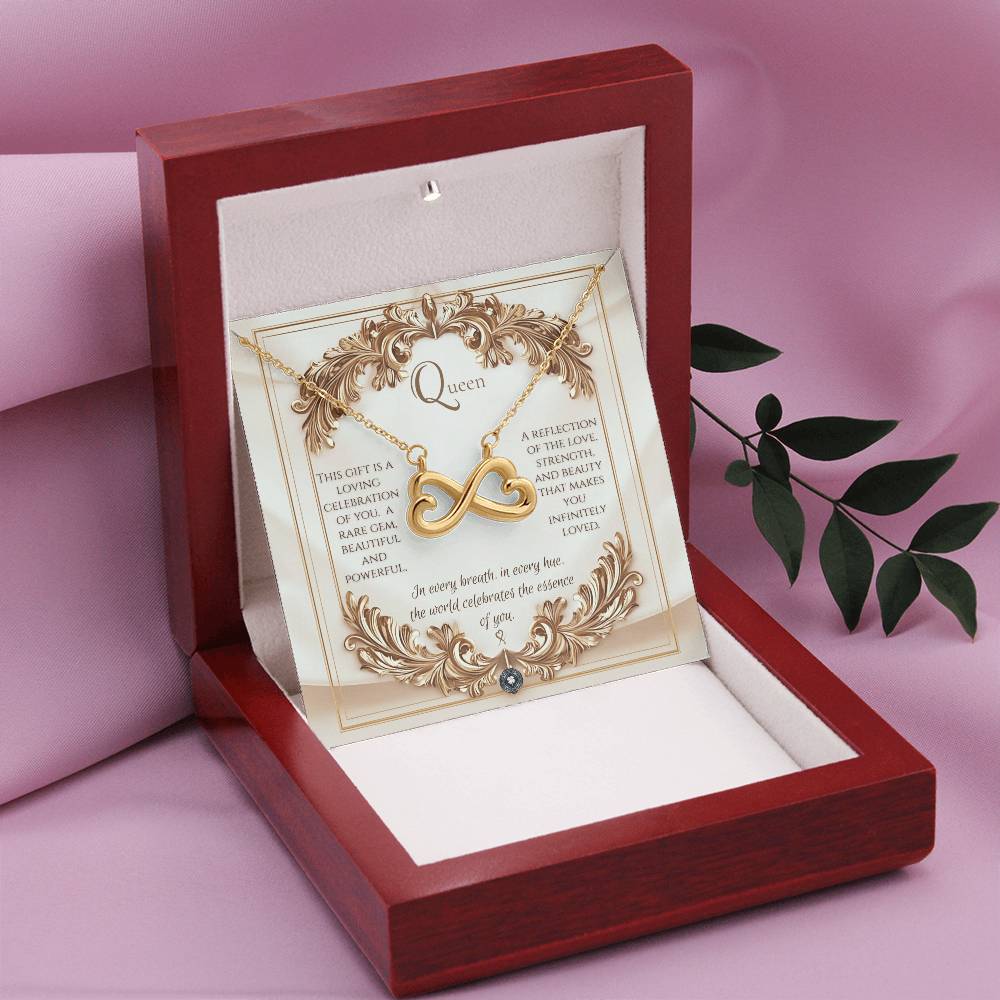 Endless Love Necklace: Elegance Jewelry 18k Yellow Gold Mahogany Style Luxury Box with LED The Silver Clover & Co.