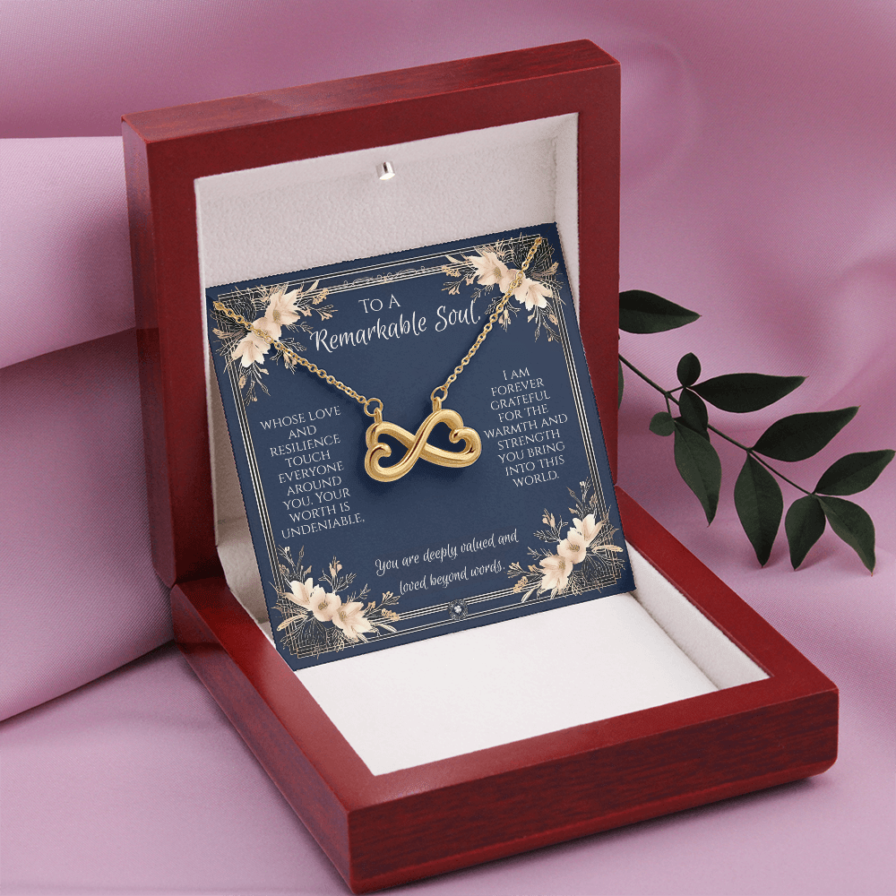 Endless Love Necklace: Princess Jewelry 18k Yellow Gold Mahogany Style Luxury Box with LED The Silver Clover & Co.