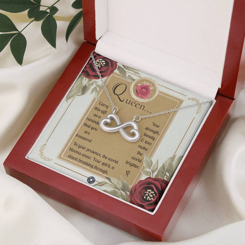 Endless Love Necklace: Queen Jewelry 14k White Gold Mahogany Style Luxury Box with LED The Silver Clover & Co.