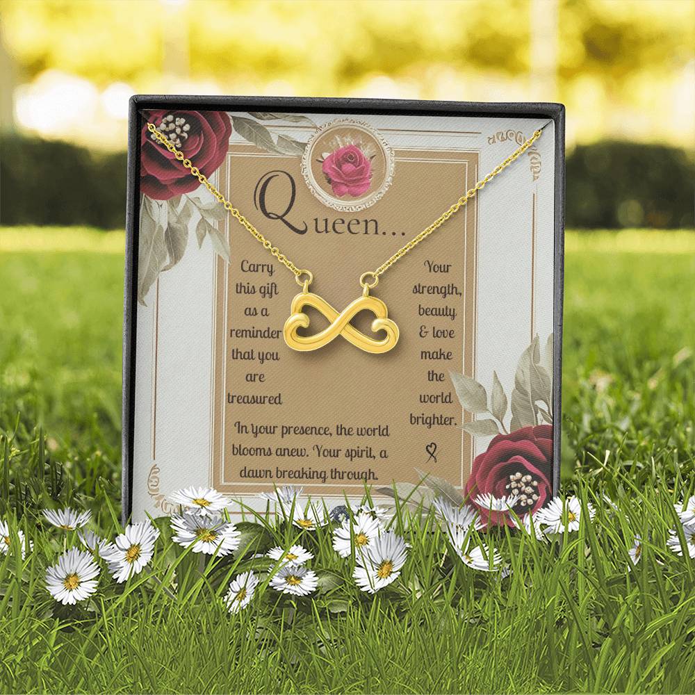 Endless Love Necklace: Queen Jewelry 18k Yellow Gold Two Tone Box The Silver Clover & Co.