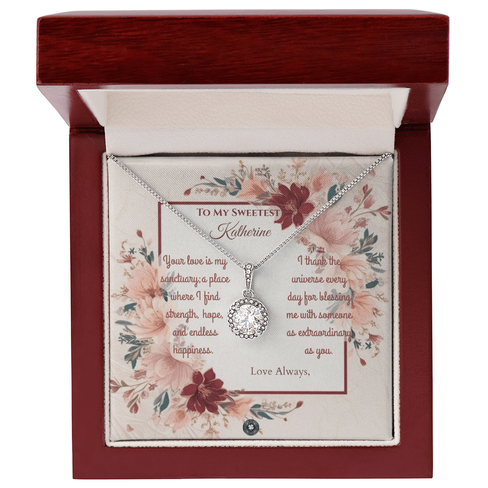 Eternal Hope Necklace: Darling Jewelry Mahogany Style Luxury Box with LED The Silver Clover & Co.