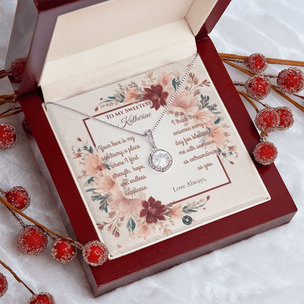 Eternal Hope Necklace: Darling Jewelry Mahogany Style Luxury Box with LED The Silver Clover & Co.