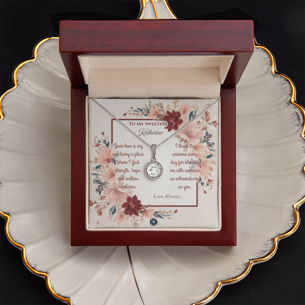 Eternal Hope Necklace: Darling Jewelry Mahogany Style Luxury Box with LED The Silver Clover & Co.