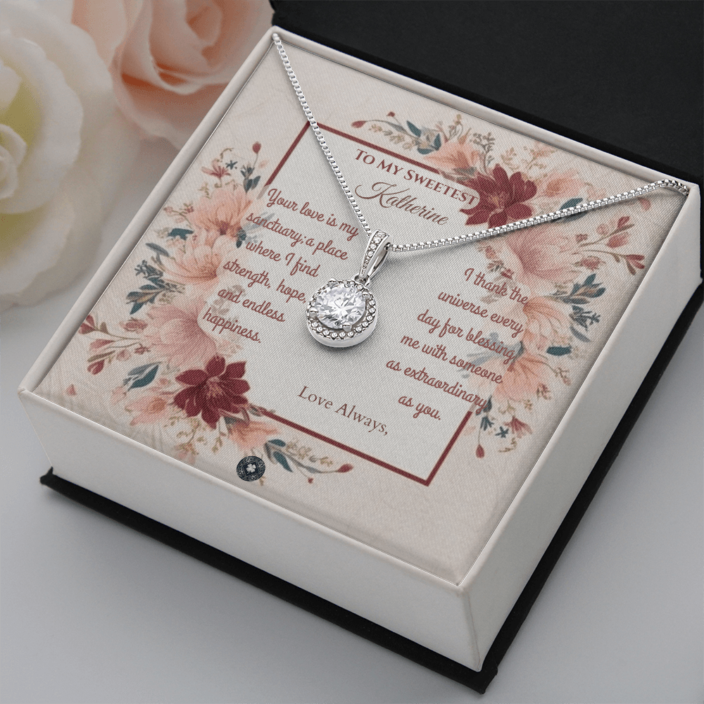 Eternal Hope Necklace: Darling Jewelry Mahogany Style Luxury Box with LED The Silver Clover & Co.