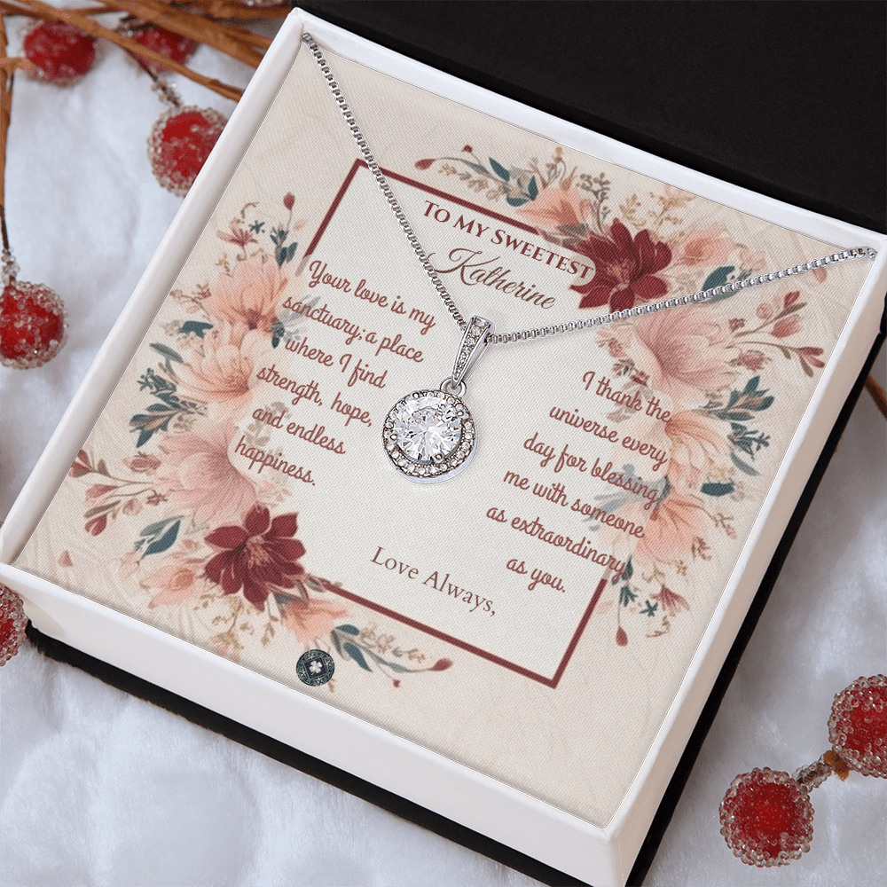 Eternal Hope Necklace: Darling Jewelry Mahogany Style Luxury Box with LED The Silver Clover & Co.