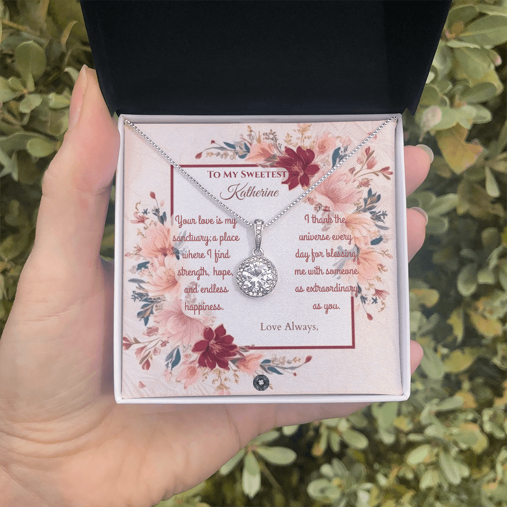 Eternal Hope Necklace: Darling Jewelry Mahogany Style Luxury Box with LED The Silver Clover & Co.