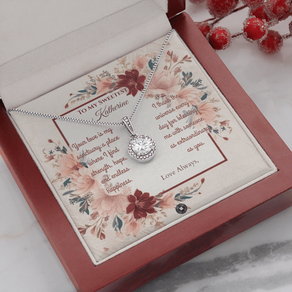 Eternal Hope Necklace: Darling Jewelry Mahogany Style Luxury Box with LED The Silver Clover & Co.