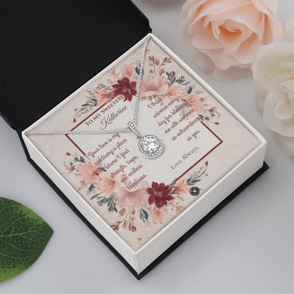 Eternal Hope Necklace: Darling Jewelry Mahogany Style Luxury Box with LED The Silver Clover & Co.