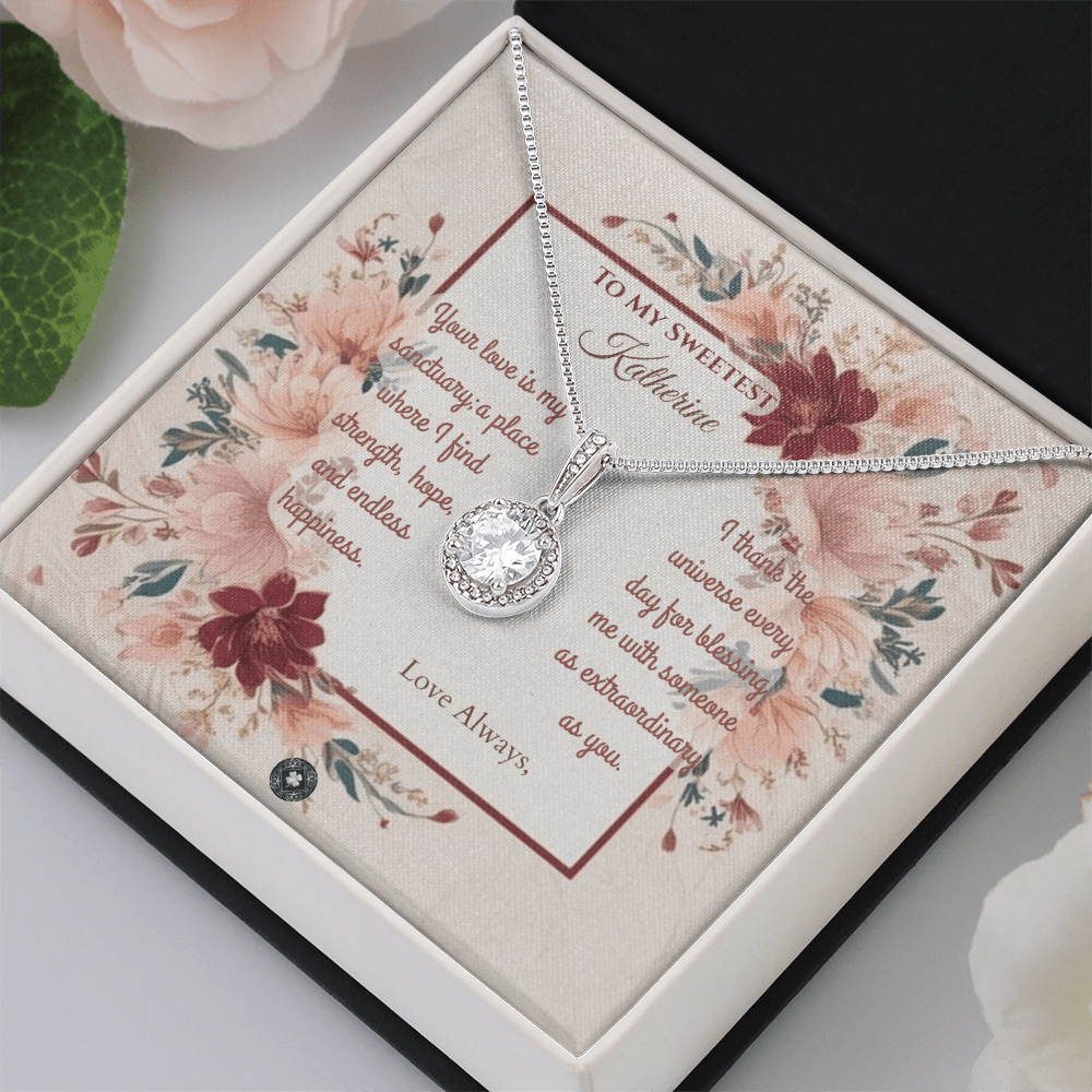 Eternal Hope Necklace: Darling Jewelry Mahogany Style Luxury Box with LED The Silver Clover & Co.