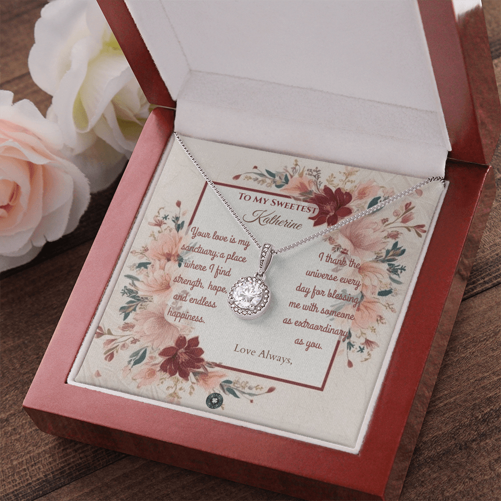 Eternal Hope Necklace: Darling Jewelry Mahogany Style Luxury Box with LED The Silver Clover & Co.