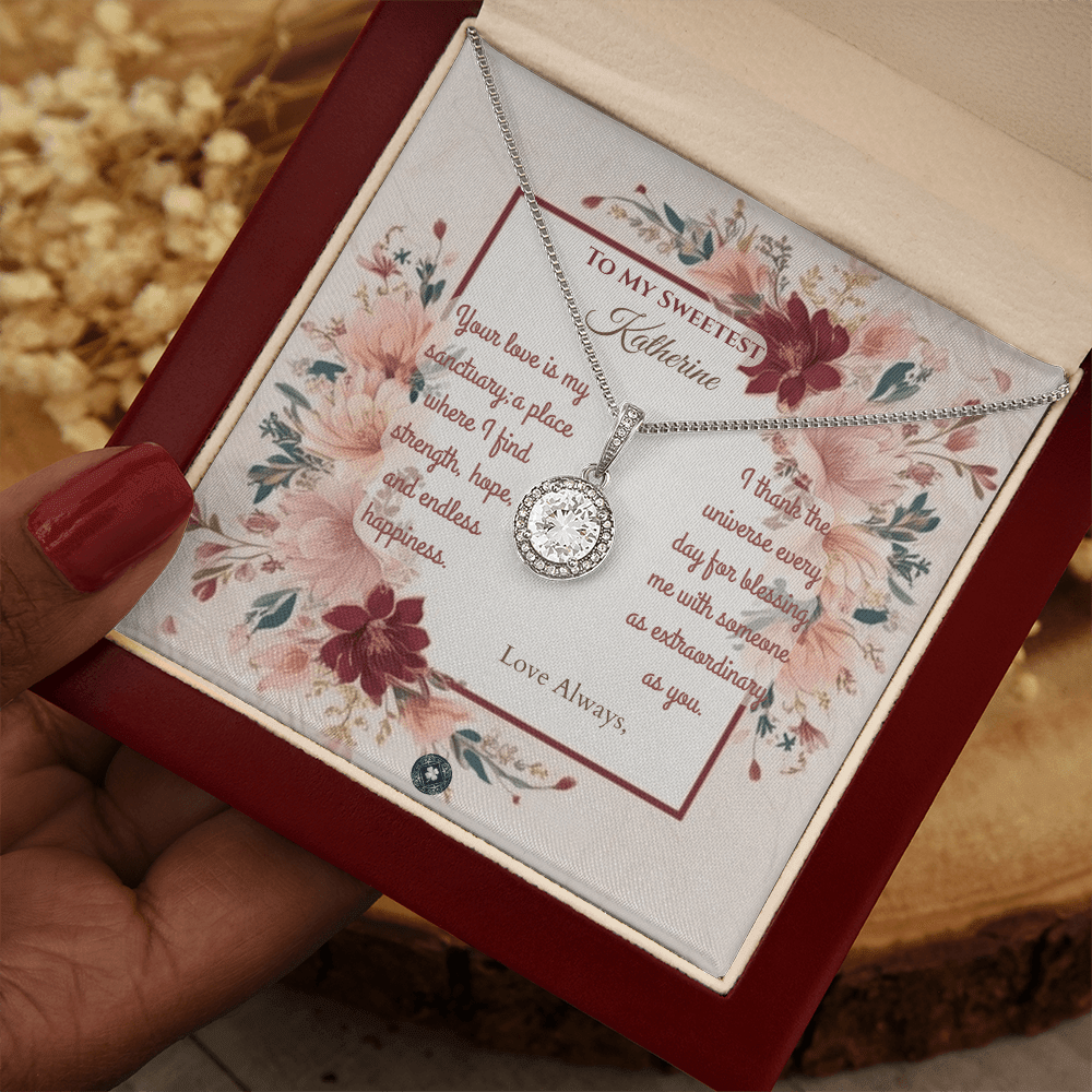 Eternal Hope Necklace: Darling Jewelry Mahogany Style Luxury Box with LED The Silver Clover & Co.