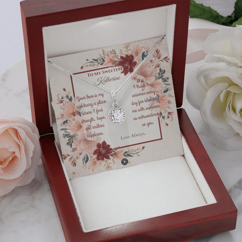 Eternal Hope Necklace: Darling Jewelry Mahogany Style Luxury Box with LED The Silver Clover & Co.