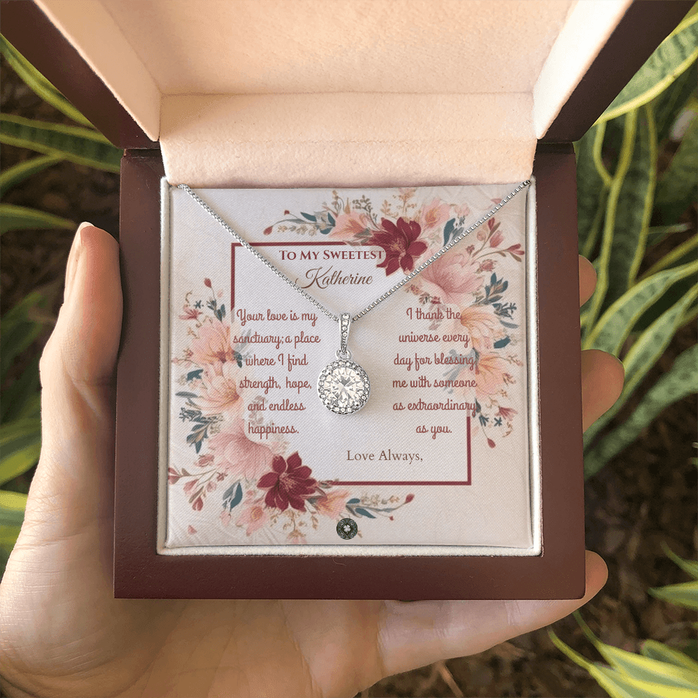 Eternal Hope Necklace: Darling Jewelry Mahogany Style Luxury Box with LED The Silver Clover & Co.