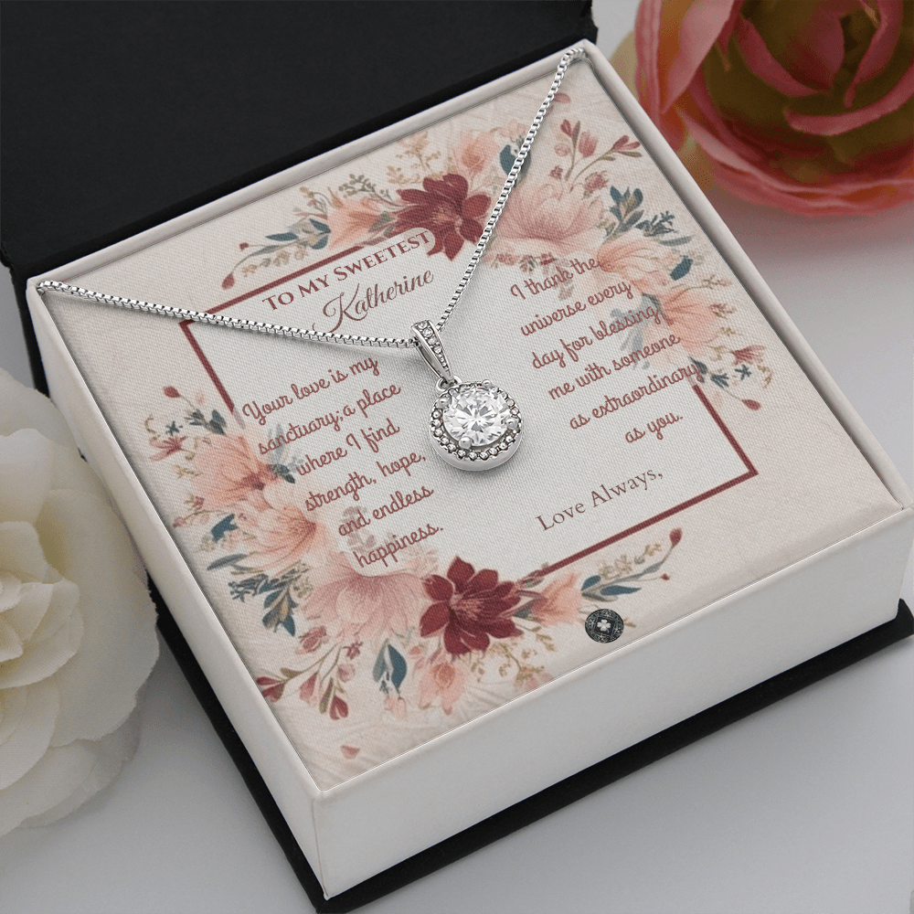 Eternal Hope Necklace: Darling Jewelry Mahogany Style Luxury Box with LED The Silver Clover & Co.