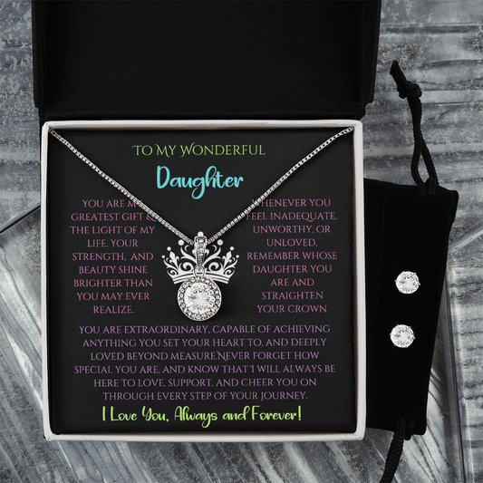 Eternal Hope Necklace & Earring Set: Ebony Neon Daughter Jewelry Two Tone Box The Silver Clover & Co.