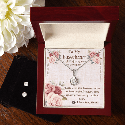 Eternal Hope Necklace & Earring Set: Sweetheart Jewelry Two Tone Box The Silver Clover & Co.