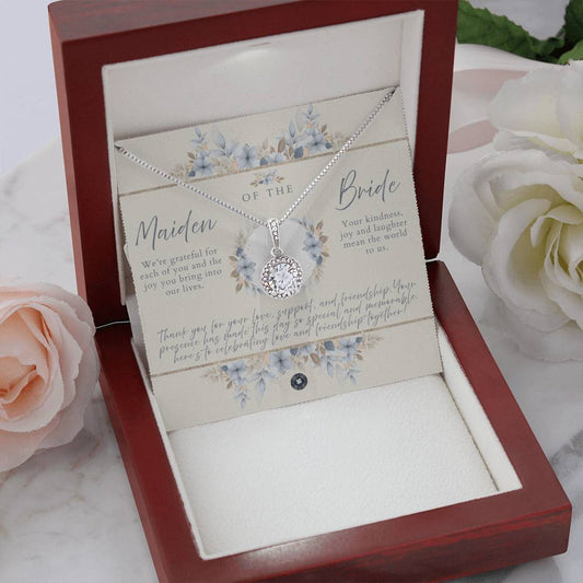 Eternal Hope Necklace: Maiden of the Bride Jewelry Blue Luxe Mahogany Style Luxury Box with LED The Silver Clover & Co.