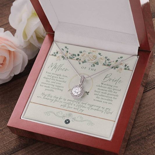 Eternal Hope Necklace: Mother of the Bride Jewelry White Luxe Mahogany Style Luxury Box w/ LED The Silver Clover & Co.
